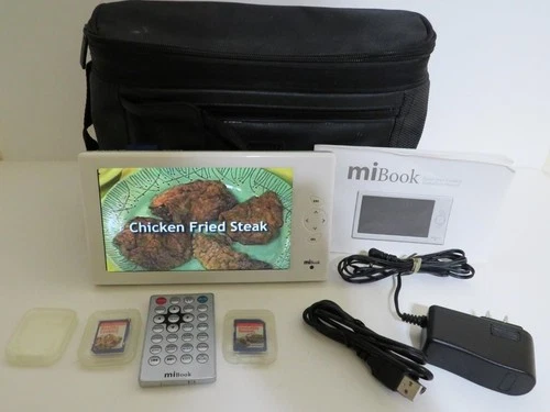 miBook Cooking w charger remote case 3 SD cards reader photo media display Works