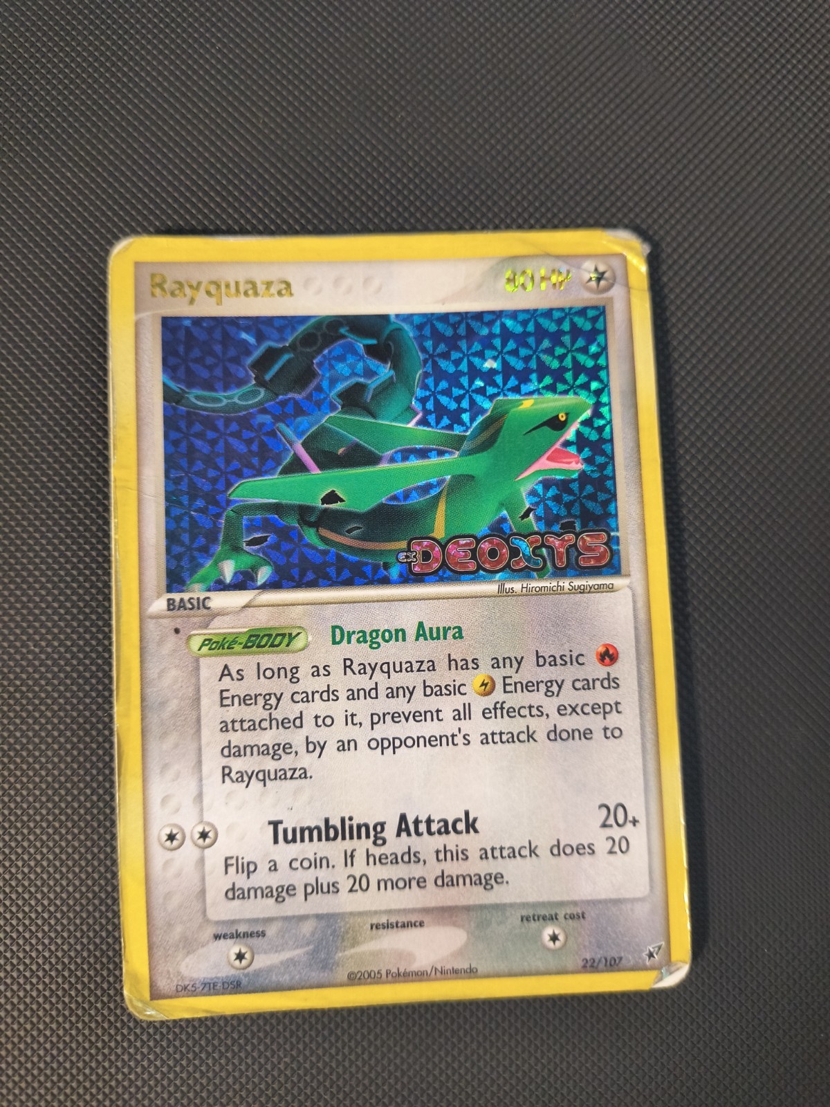 Pokemon Rayquaza EX Deoxys 22/107 Reverse Holo Rare Stamped /DAMAGED See Pics