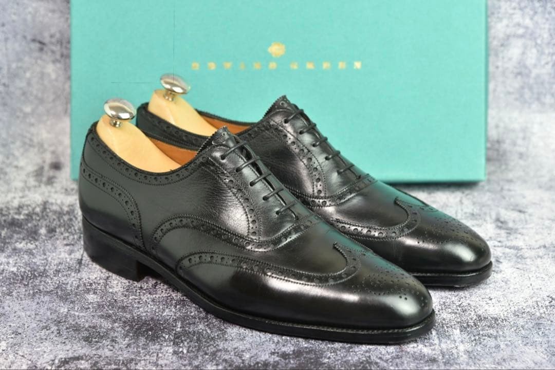 Edward Green Brogue Oxford Dress Shoes Black Leather Wing  display picture 1
