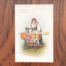 1892 Germany Singer Sewing Machine Countries Of The World Victorian Trade Card