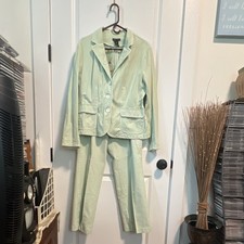 New York & Company Womens Green white striped...