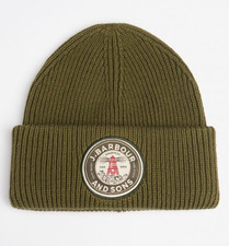 Barbour Dunford Ribbed Beanie In Olive Green BARBOUR J & SONS