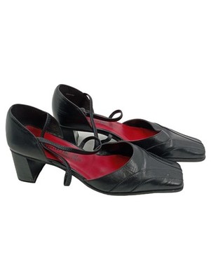 Tamaris Damen Pumps Mary Jane schwarz Leder Gr. 40 Absatzschuhe Riemen