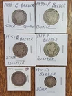 Lot Of 5 Barber Quarters and 1 Barber dime.