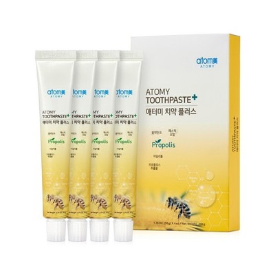 Atomy Toothpaste Plus with Propolis & Green Tea 0.44 Ounce (Pack of 4) 