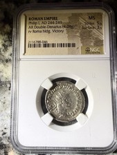 Imperio Romano Felipe I, AD 244-249 AR Doble Denario NGC MS