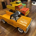 T-209 VINTAGE 60'S TONKA PRESSED STEEL ORANGE PICKUP TRUCK 2 TONKA DUMP TRUCKS