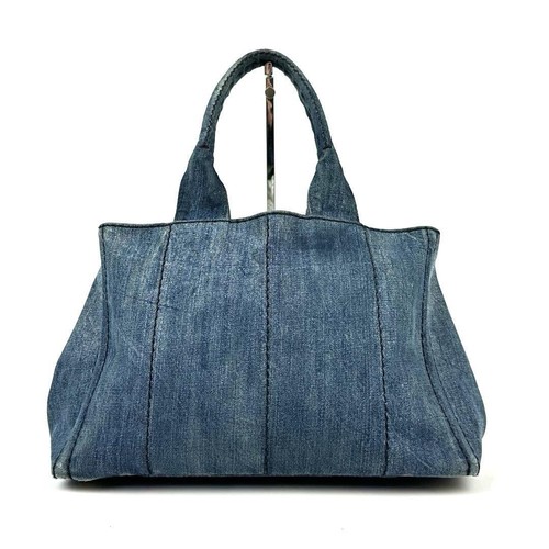 Prada Canapa Handtasche Beuteltasche Bag Triangle Logo Gold Hardware Denim Blau - Bild 5 von 10