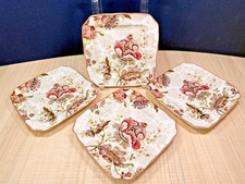 222 Fifth Gabrielle 6.25" Stylized Floral Square Salad Bread Plates Set of 4
