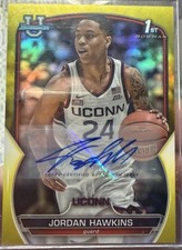 2022 Bowman University Chrome 1st Jordan Hawkins /75 Yellow Refractor Auto #85