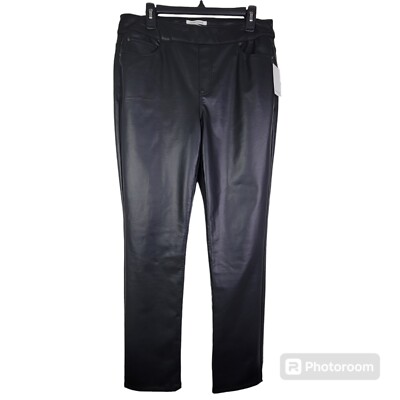 Westbound The Park Avenue Fit 12 Long Black Faux Leather Pull On Women's Pants