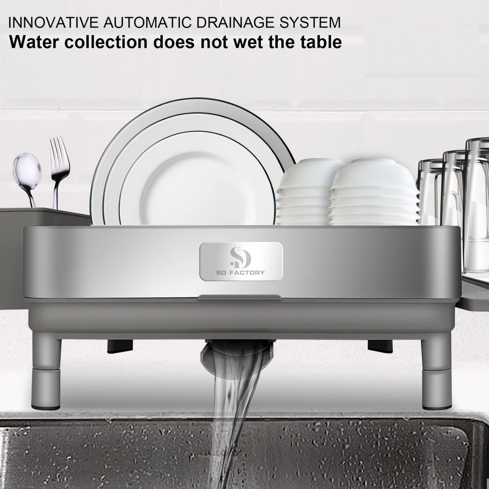 Dish Drying Rack with Swivel Drain and Removable Cutlery Caddy 304 SS - Image 4 of 4