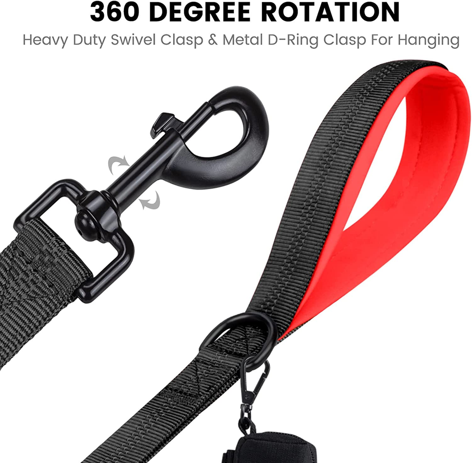 Short Dog Leash 18In Padded Handle Dog Lead with 3 Reflective Thread