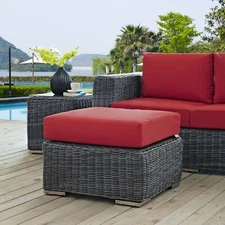 Modway Summon Outdoor Patio Sunbrella® Ottoman in Canvas Red