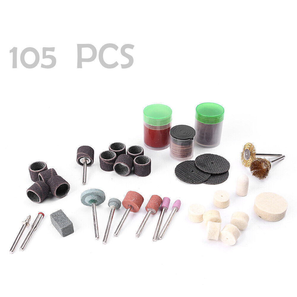 105PCS Drill Bit Rotary Set Kit Hobby Polishing Grinding Sanding Engraving Tools