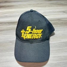 5 Hour Energy Fitted Hat Cap Yellow Black Flex Fit Promotional Retro EUC