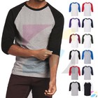 Gildan Mens Baseball Raglan 3/4 Sleeve Plain Jersey Heavy Cotton T-Shirt 5700