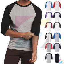 Gildan Mens Baseball Raglan 3/4 Sleeve Plain Jersey Heavy Cotton T-Shirt 5700