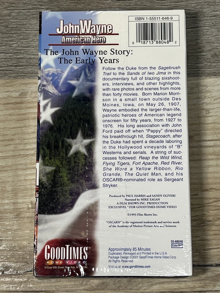 JOHN WAYNE  American Hero VHS 2 The John Wayne Story: The Early Years SEALED VHS - Image 2 of 4