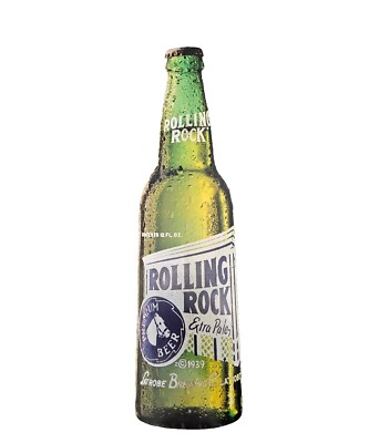 Vintage Rolling Rock Metal Sign Bottle Shape 21'' x 5'' Latrobe Brewing Co.