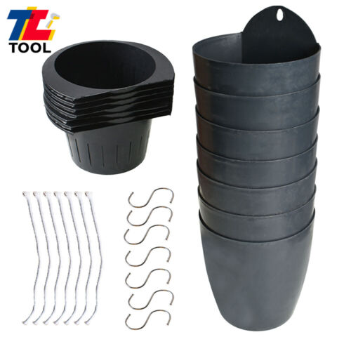 7 Pcs Black Self-Watering Plant Flower Pot Wall Hanging Plastic Planter Garden