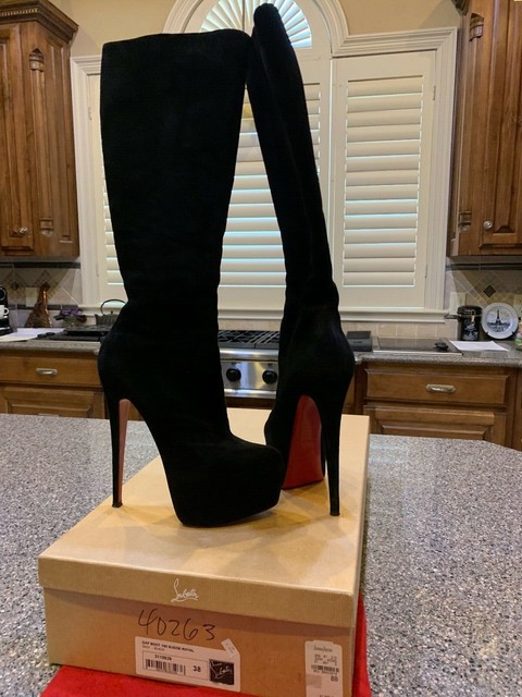 christian louboutin black suede boots