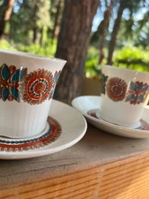 Set of 2 Vintage Figgjo Astrid Coffee Cups & Saucers Turo Design Norway 1960’s