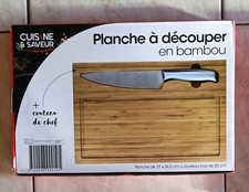 Planche à découper bambou + couteau inox NEUFS