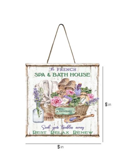 French Spa and Bath House Bathroom Wood Mini Sign - 第 1/3 張圖片