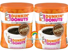 2 Packs Dunkin' Donuts Original Blend Ground Coffee Medium Roast 45 OZ Each Pack