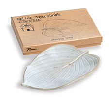 ROSANNA FARM TO TABLE  7.25" x 5" SERVING TRAY GRAY TREE LEAF STONEWARE NIB NEW