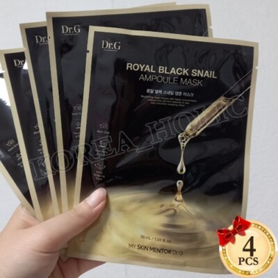 DR.G Royal Black Snail Ampoule Mask 30ml x 4pcs Snail Mask Sheets Facial Mask