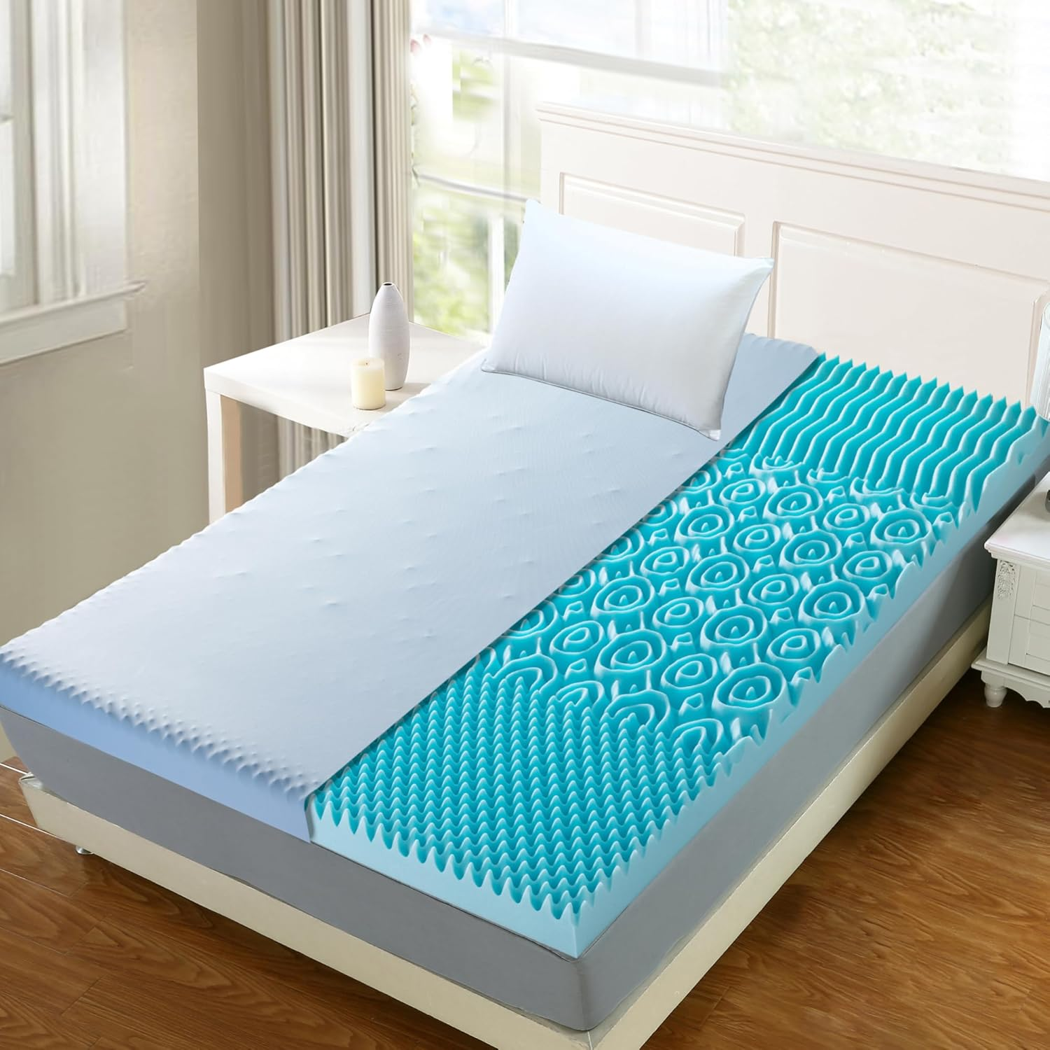 3 Inch Memory Foam Mattress Topper, Gel Foam Mattress Topper with Breathable Cov
