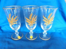 3 Vintage Tiffin Glass Gold / Golden Wheat? Water or Iced Tea Glasses? Stemware