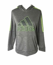 Adidas Boys XL Hoodie Green and Grey Big Logo Long Sleeve Athletic