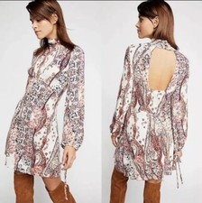 New Free People All Dolled Up Mini Dress Long Sleeve Size Medium $98 NWT