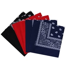 22"X22" Cotton Bandanas for Men & Women Pasiley Cowboy Bandana Handkerchiefs ...