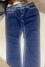 Love Nation Women's Jeans Size 14 Blue Stretch Embroidered Skinny Stud Zip