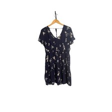 Pink Rose Navy Floral Smocked Waist Tiered Midi Dress XL