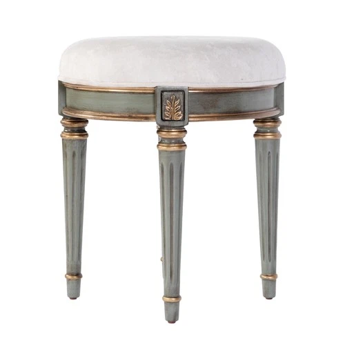 Butler Specialty Company Bernadette 18"W Round Upholstered Vanity Stool - Green - Picture 5 of 6