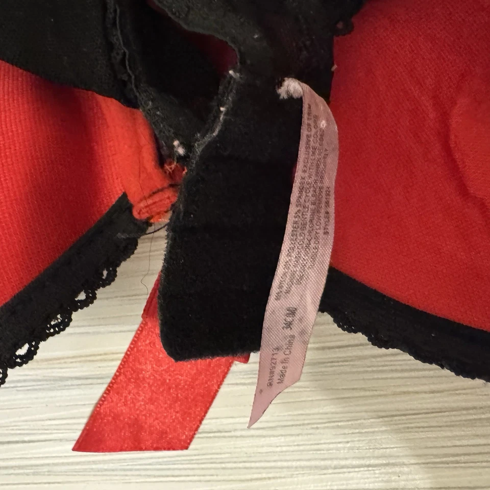 Natures Intimates Size 34C Black And Red Lace Lingerie With Bows  - Image 4 of 4