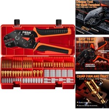 Ratcheting Open Barrel Crimping Tool Kit 10 Sizes AWG 24-14 Spade Ring Terminals