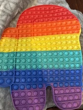 Jumbo XL Among Us Pop It Fidget Toy Rainbow Silicone Sensory