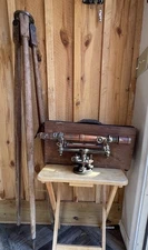 Vintage Gurley Wye Surveying Instrument Transit Surveyor Tripod with Wooden Case