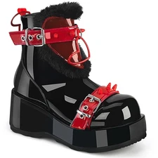 Pleaser Demonia 2" Pf Ankle Boots Fur Lined Vinly Heart Adult Women Cubby/57