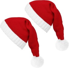 Red Christmas Knitted Santa Claus Hat for Adults Kid Warm Xmas Holiday Beanie