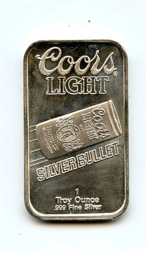 Coors Light 1oz. Fine Silver Bar .999 Sunshine Mining Company - MC709