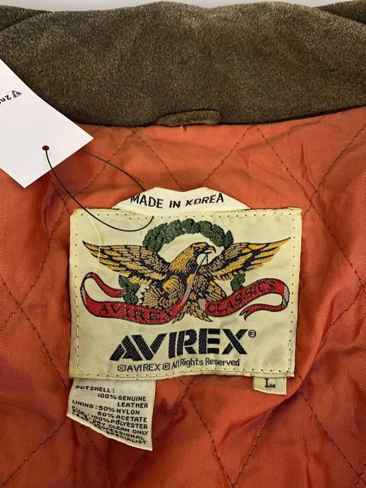 AVIREX Biker Jacket L Leather KHK Plain baia - Image 3 of 4