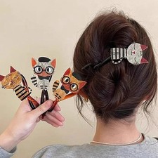 Cartoon Cat Acrylic Hair Clip for Women and Girls Long Hair Barrette