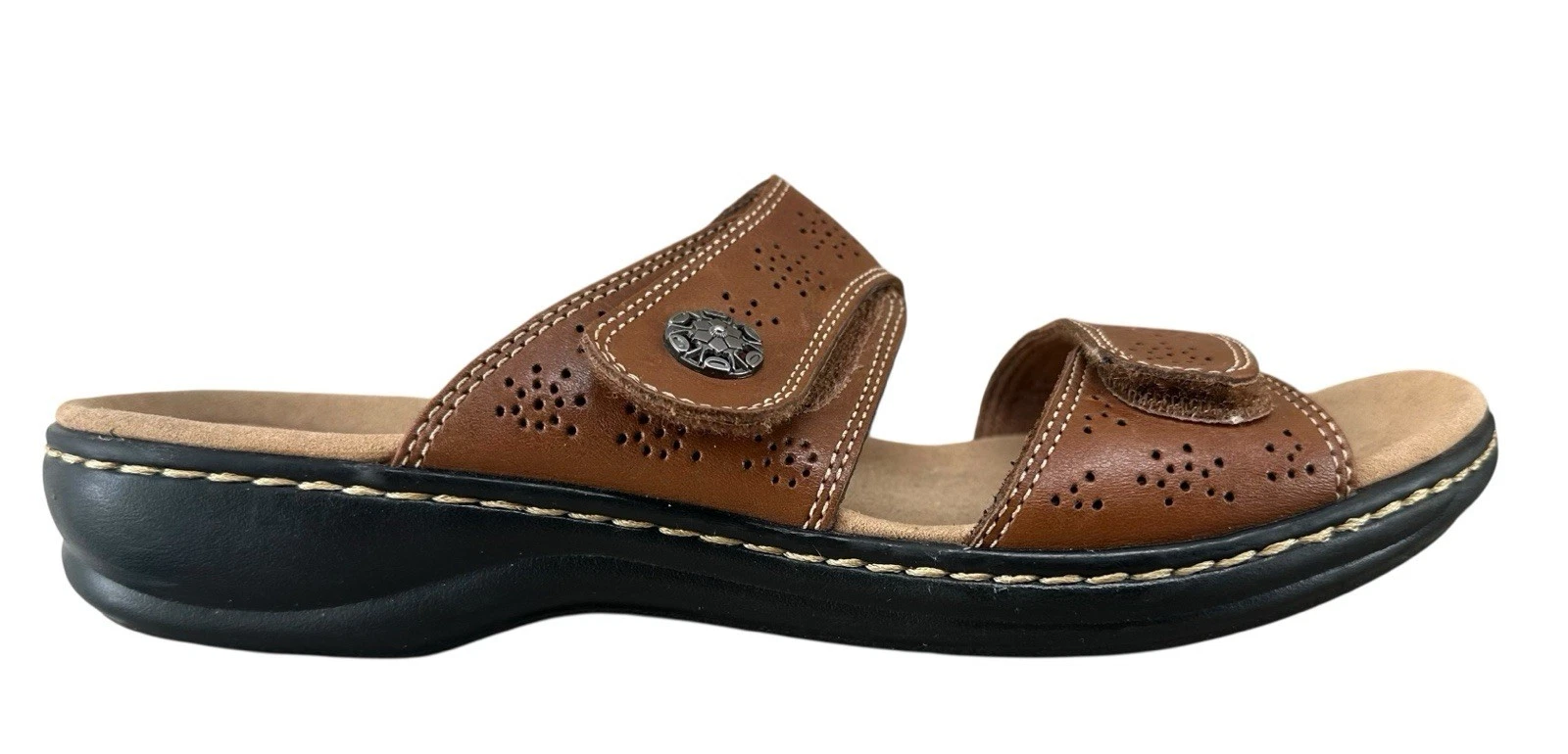 Clarks sandalo donna Leisa Lacole pelle marrone cinturino regolabile misura 9 M